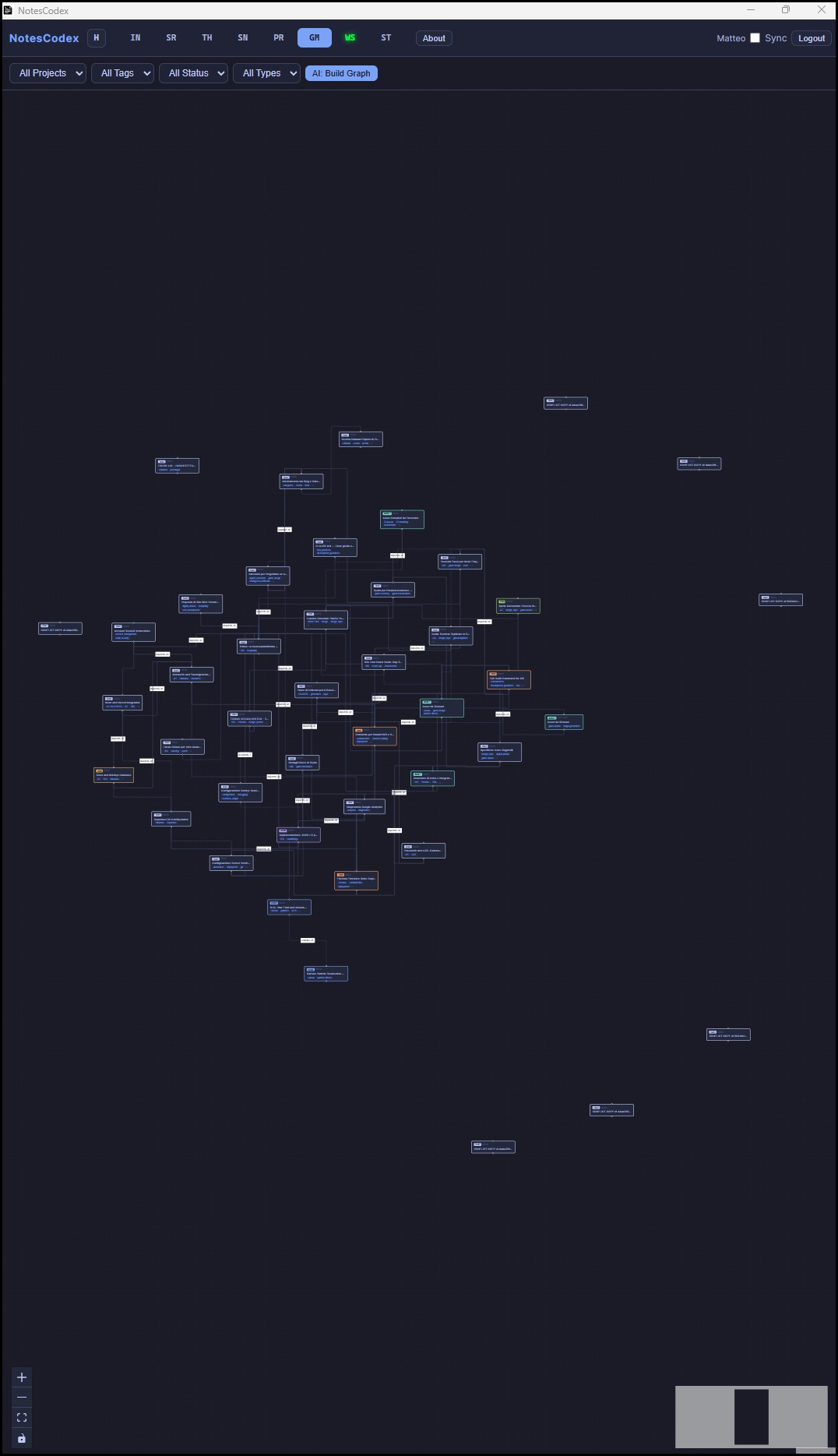 NotesCodex knowledge graph showing interconnected notes
