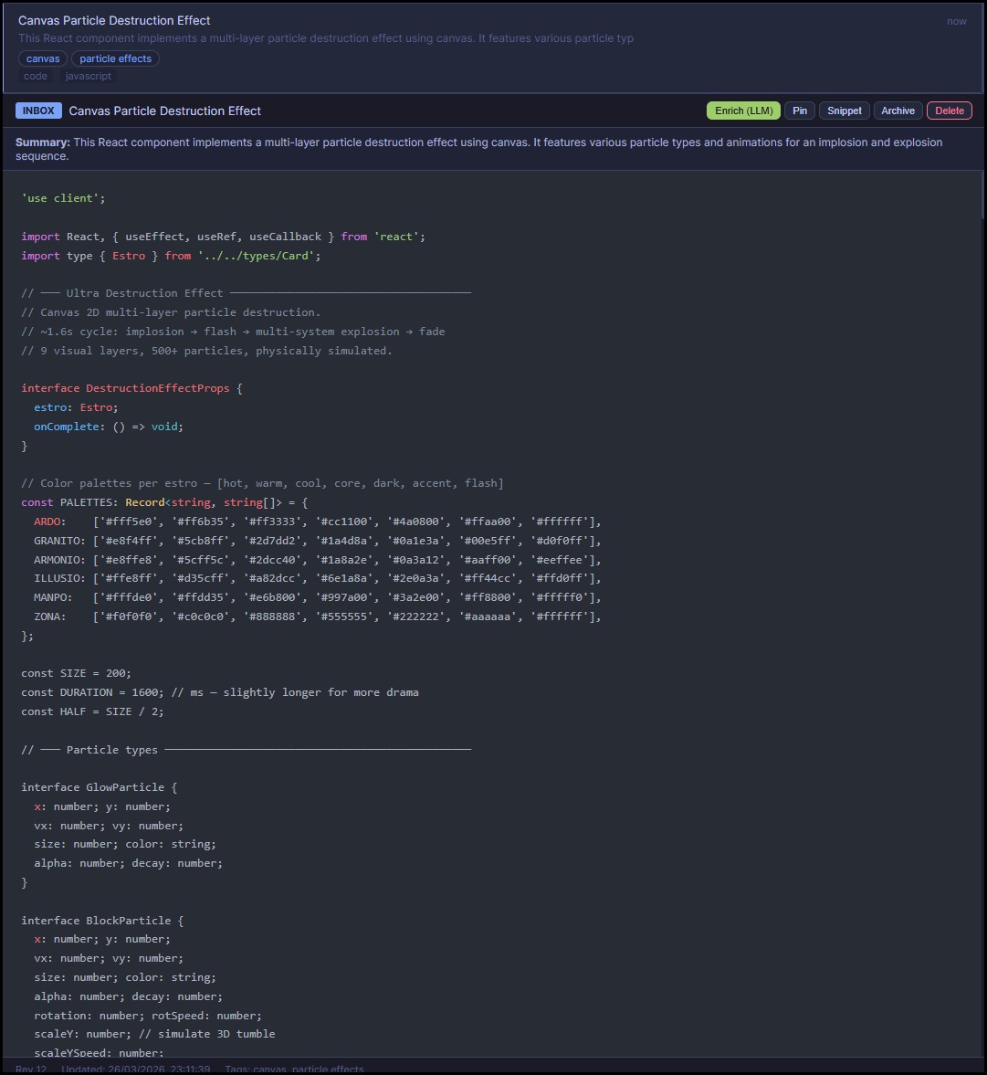 NotesCodex note editor with code syntax highlighting, AI enrichment, and auto-tags